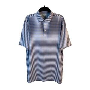 Straight Down Performance Golf Polo Mens L Purple Striped TPC Piper Glen CC Logo
